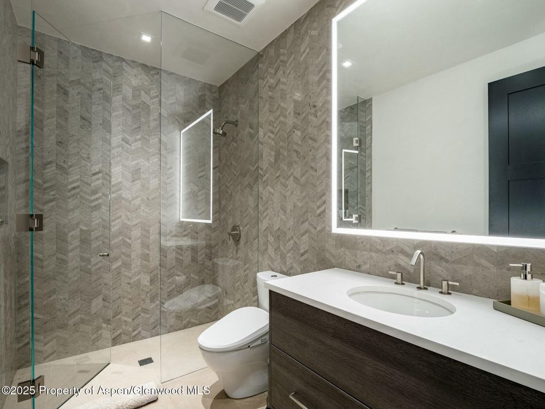 Bathroom, Glass Shower, Interior, Recessed Lighting