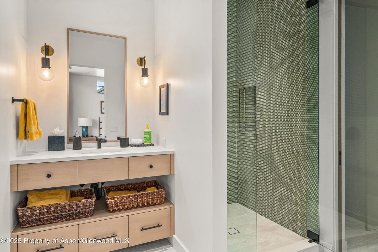 Bathroom, Dual Sink Vanities, Glass Shower, Interior