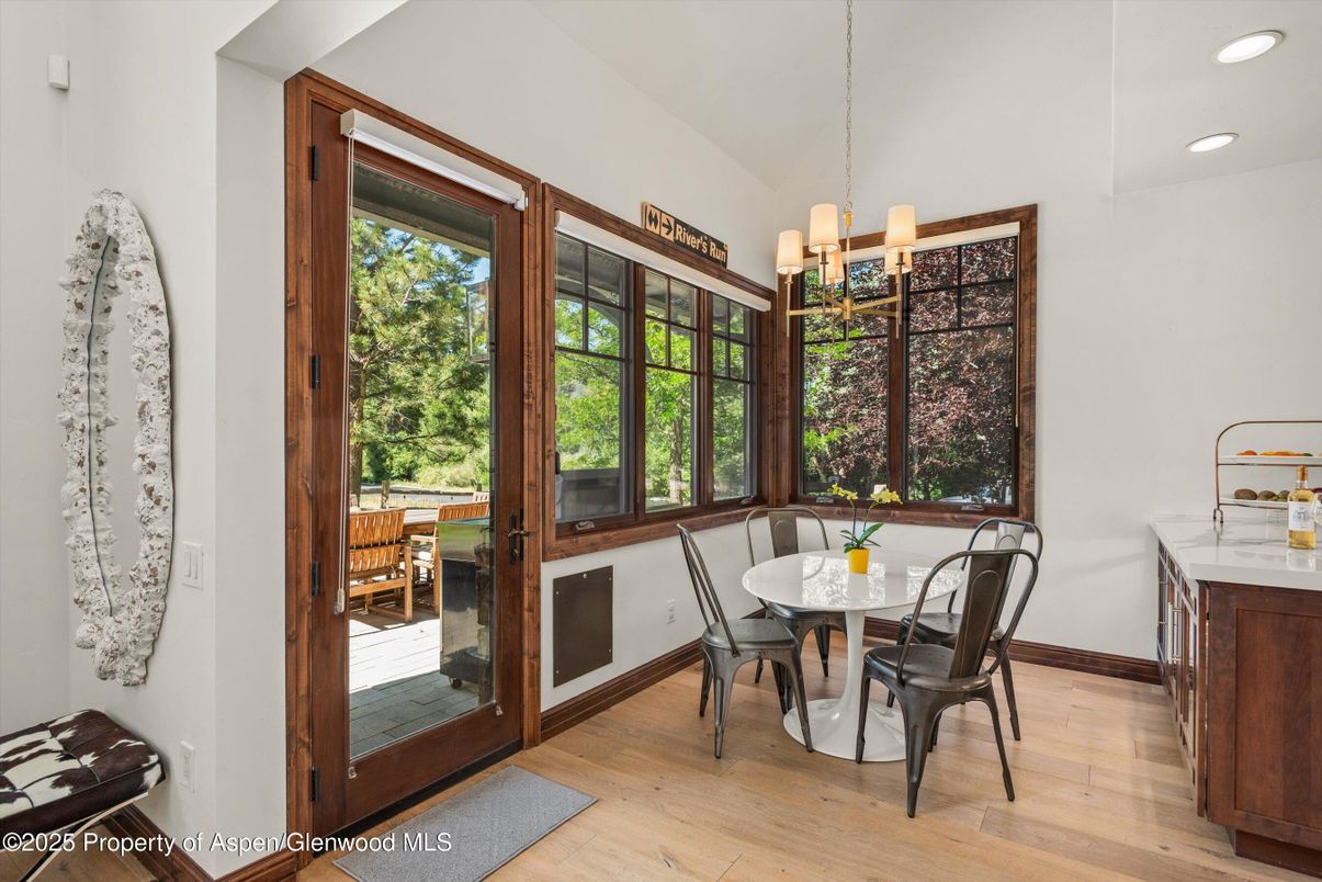 Chandelier, Dining room, Interior, Pendant Lights, Recessed Lighting, Wood Texture Flooring