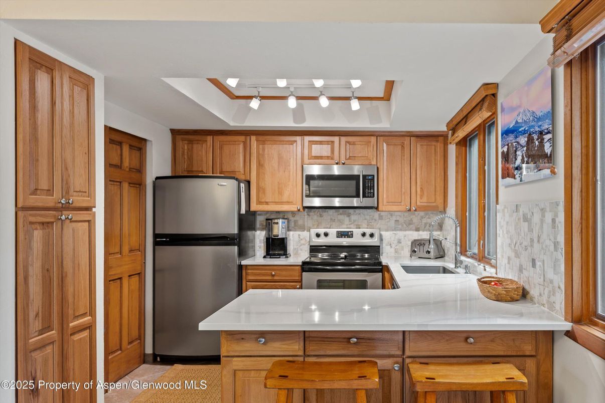 Interior, Kitchen, Stainless Steel Appliances, Tile Countertops