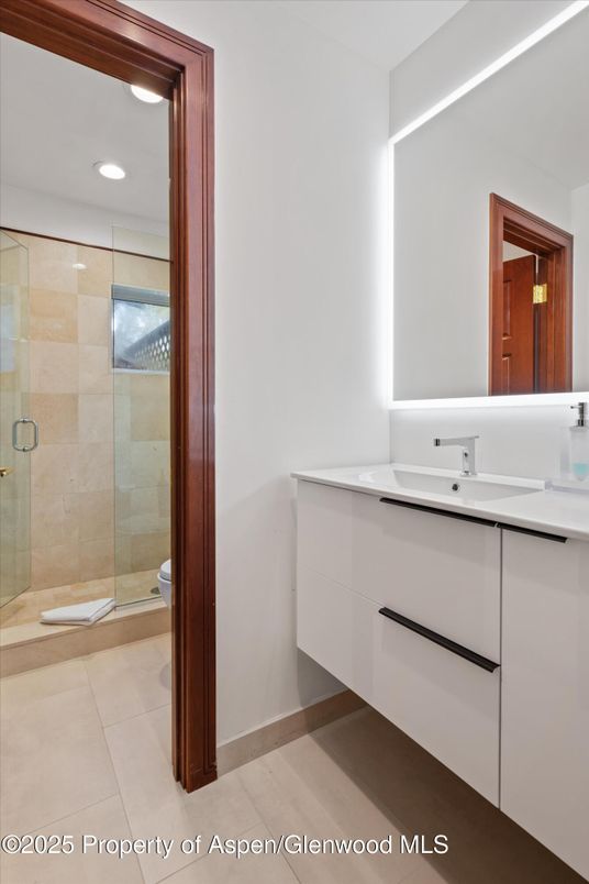 Bathroom, Glass Shower, Interior, Recessed Lighting