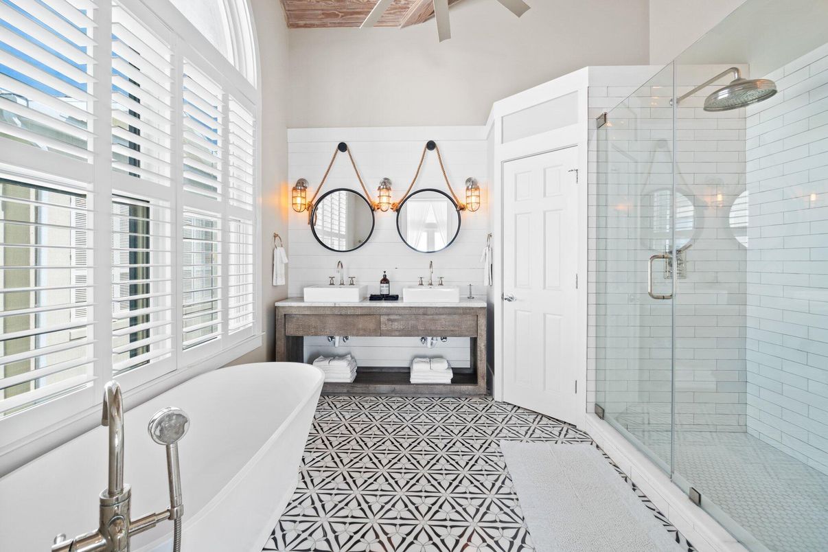 Bathroom, Dual Sink Vanities, Glass Shower, Interior