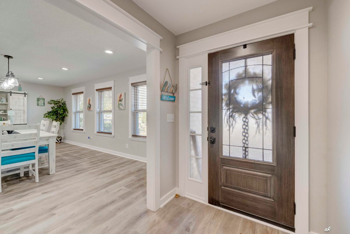 Dining room, Interior, Pendant Lights, Recessed Lighting, Wood Texture Flooring