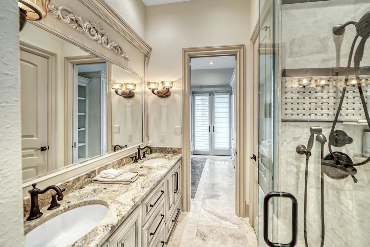 Bathroom, Dual Sink Vanities, Glass Shower, Interior, Recessed Lighting