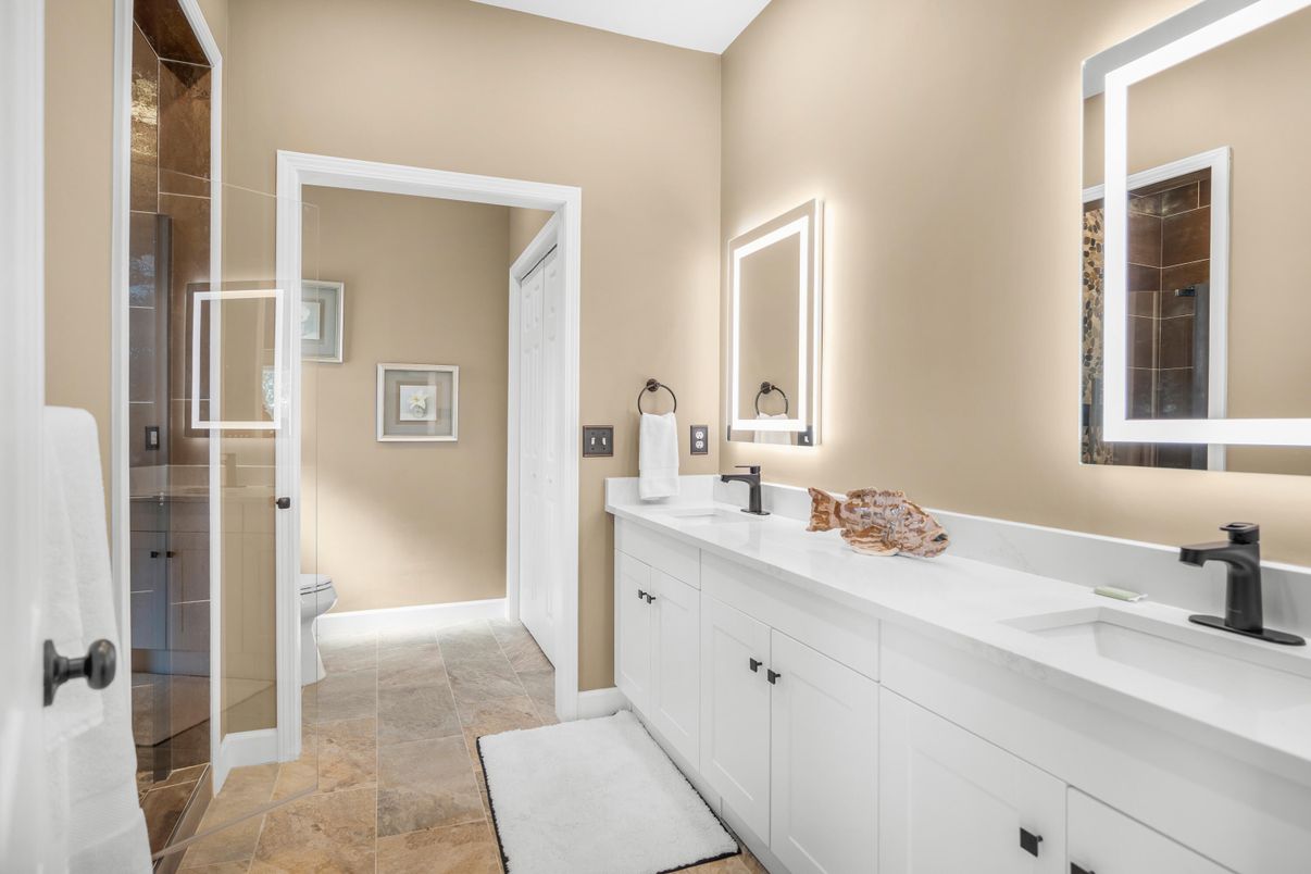 Bathroom, Dual Sink Vanities, Glass Shower, Interior