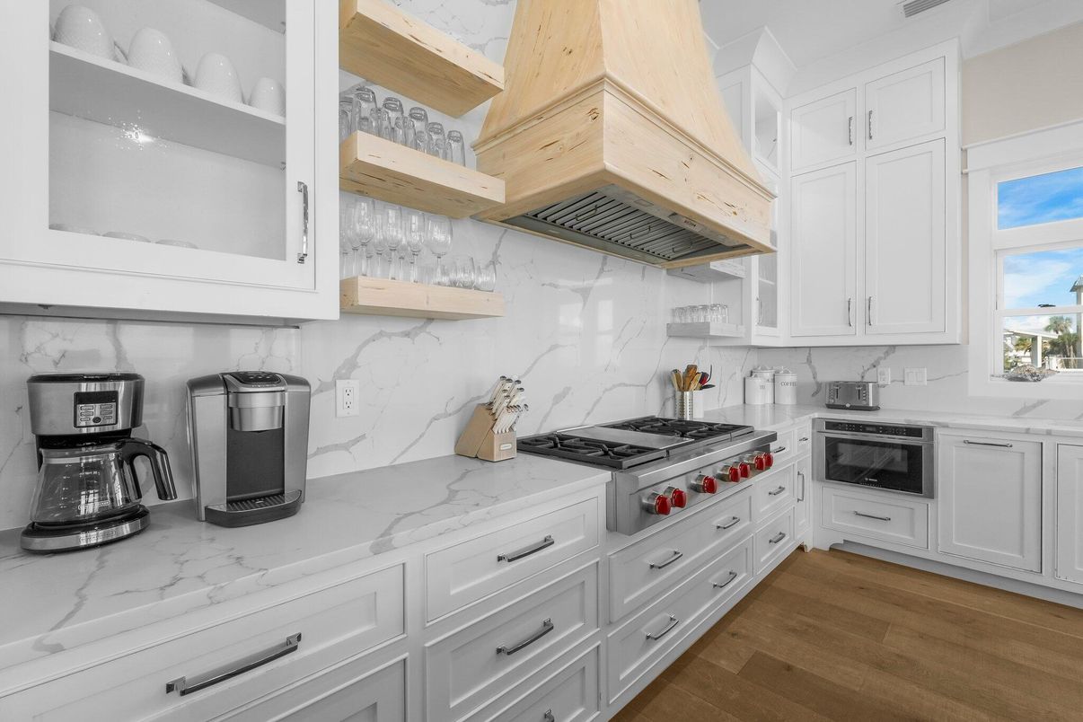 Interior, Kitchen, Marble Walls, Wood Texture Flooring