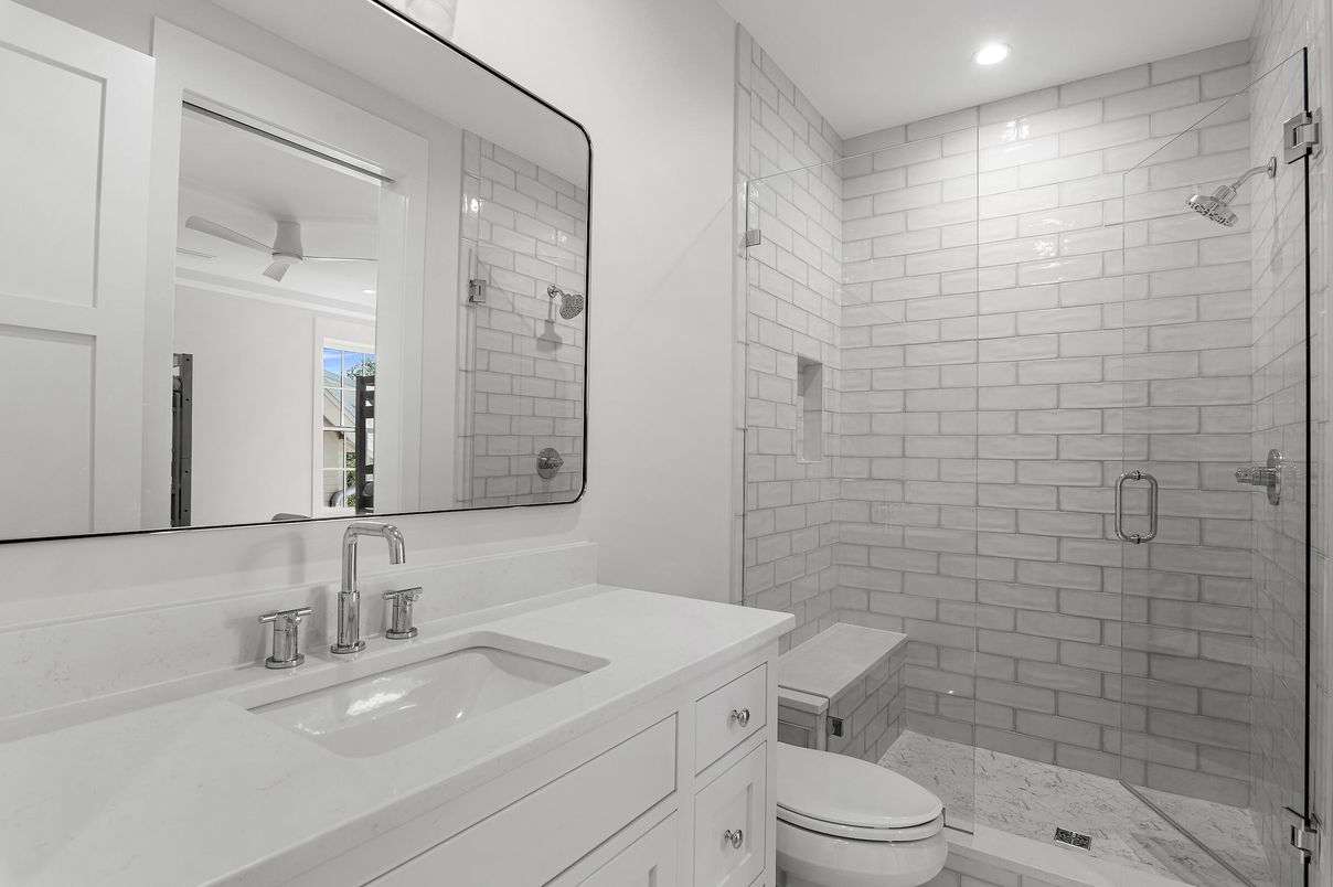 Bathroom, Glass Shower, Interior, Recessed Lighting