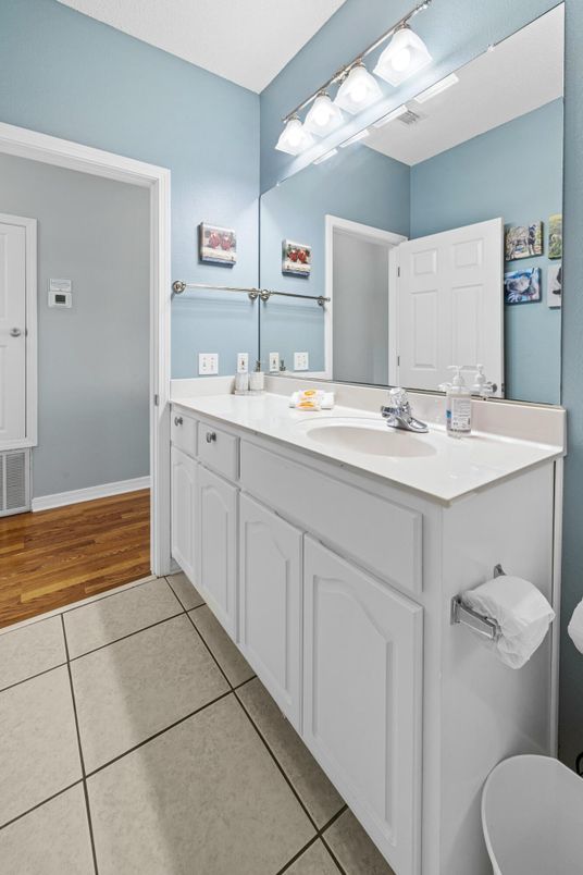 Bathroom, Dual Sink Vanities, Interior, Wood Texture Flooring