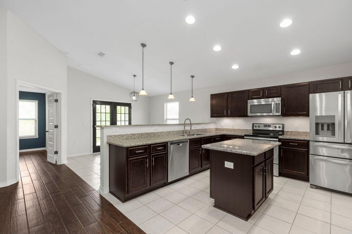 Interior, Kitchen, Pendant Lights, Recessed Lighting, Stainless Steel Appliances