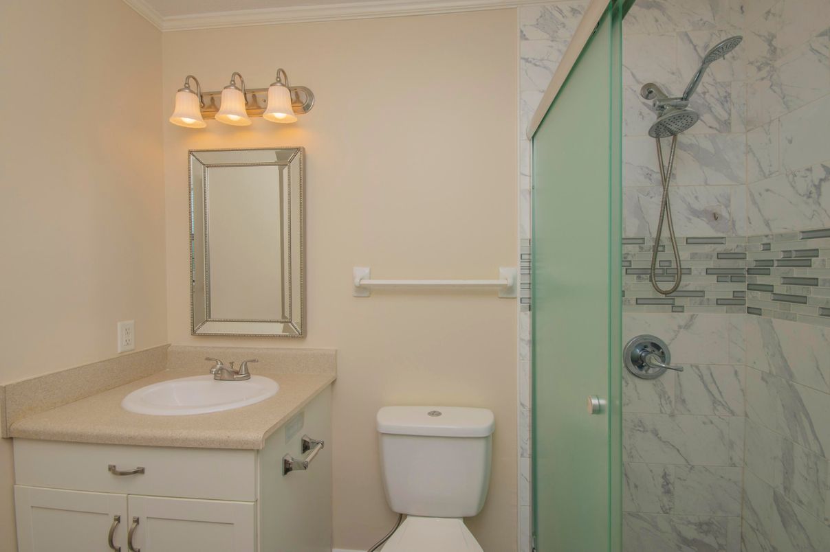 Bathroom, Glass Shower, Interior, Marble Walls