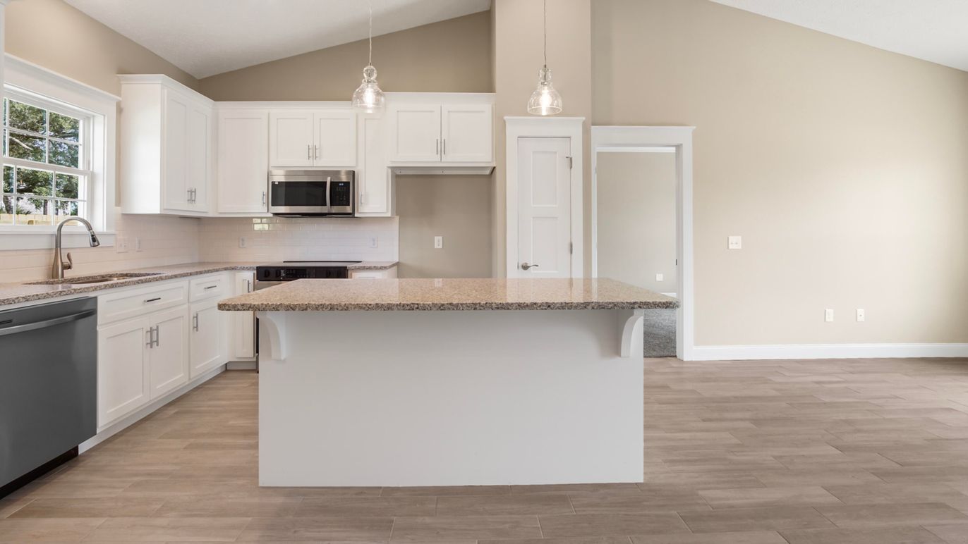 Interior, Kitchen, Pendant Lights, Wood Texture Flooring