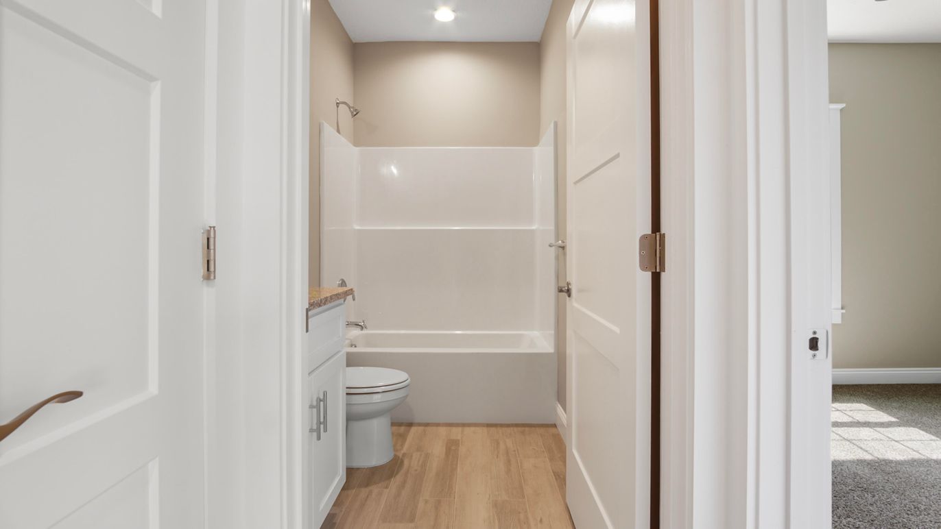 Bathroom, Interior, Recessed Lighting, Wood Texture Flooring
