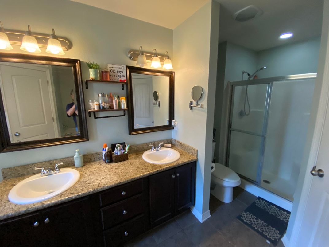 Bathroom, Dual Sink Vanities, Glass Shower, Interior, Recessed Lighting