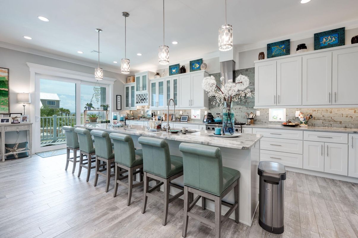 Interior, Kitchen, Pendant Lights, Recessed Lighting, Wood Texture Flooring