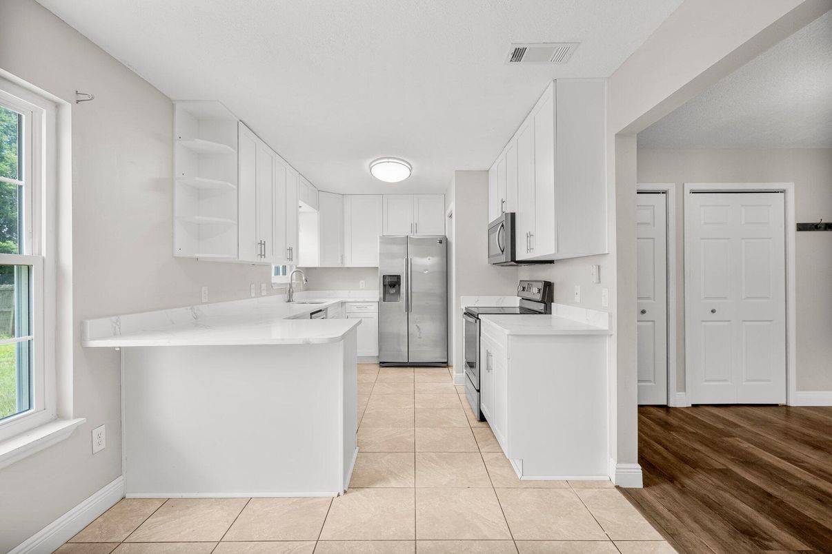 Interior, Kitchen, Stainless Steel Appliances, Wood Texture Flooring
