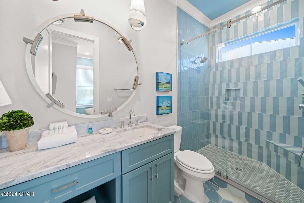 Bathroom, Glass Shower, Interior, Recessed Lighting