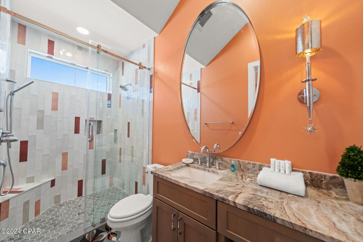 Bathroom, Dual Sink Vanities, Glass Shower, Interior, Recessed Lighting