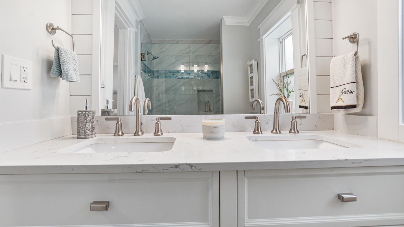 Bathroom, Dual Sink Vanities, Interior, Marble Walls