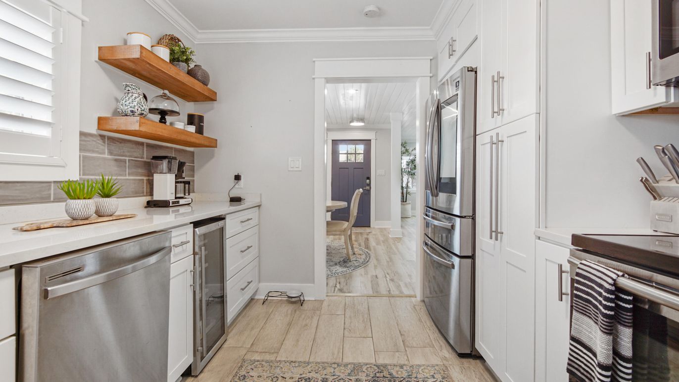 Interior, Kitchen, Stainless Steel Appliances, Wood Texture Flooring