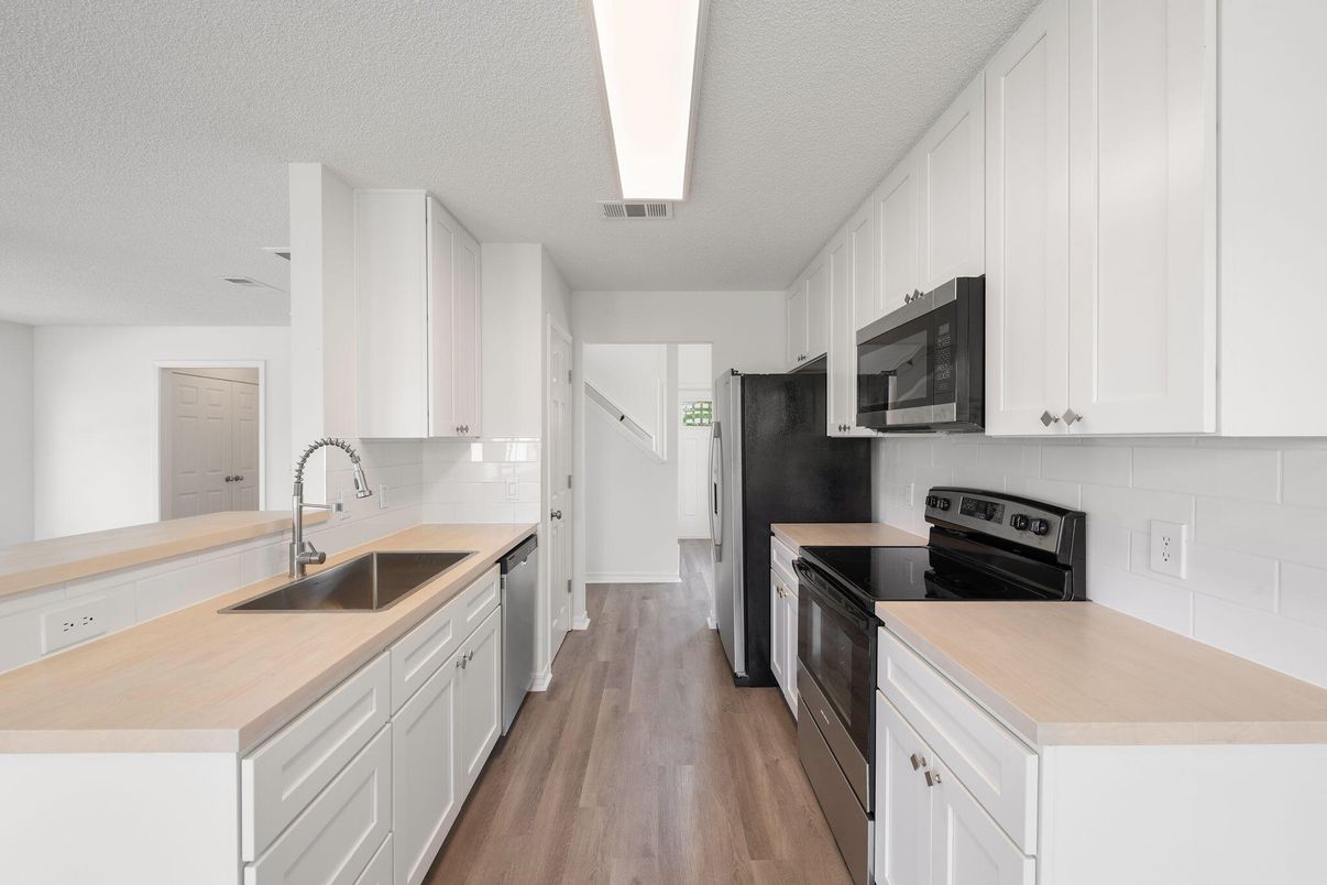 Interior, Kitchen, Wood Texture Flooring