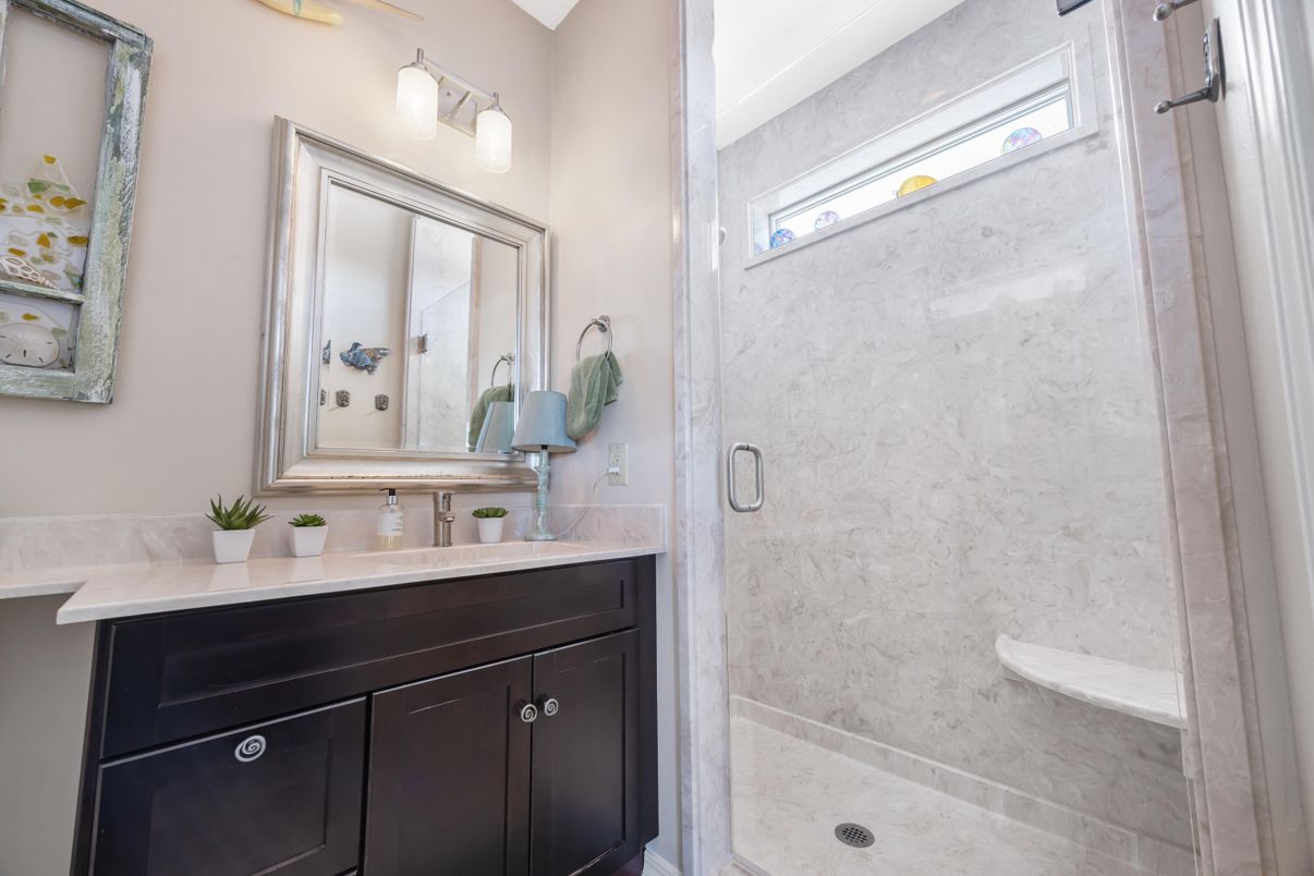 Bathroom, Glass Shower, Interior, Marble Walls