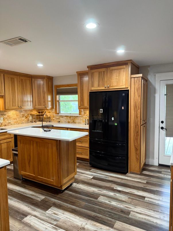 Interior, Kitchen, Recessed Lighting, Wood Texture Flooring