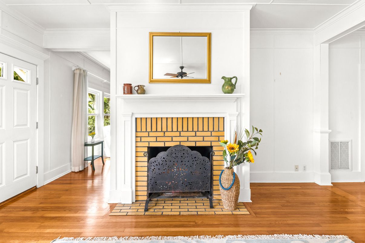 Fireplace, Interior, Wood Texture Flooring
