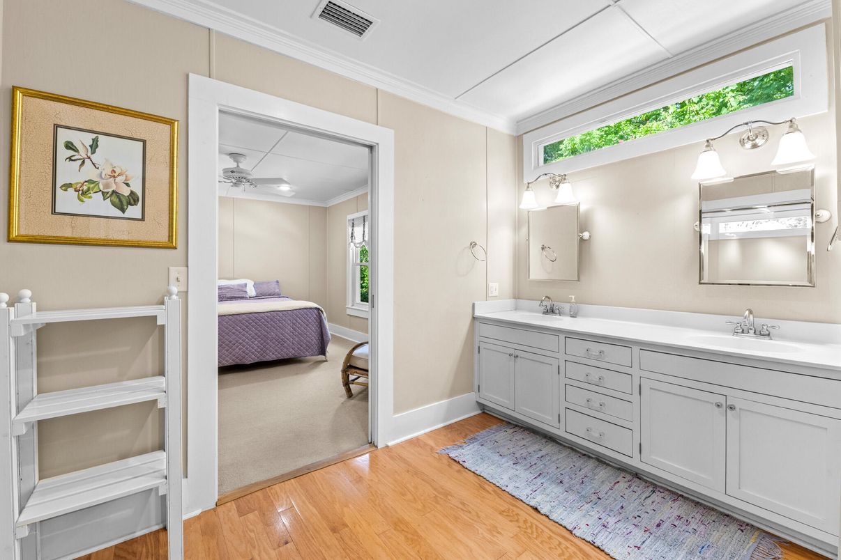 Bathroom, Dual Sink Vanities, Interior, Wood Texture Flooring