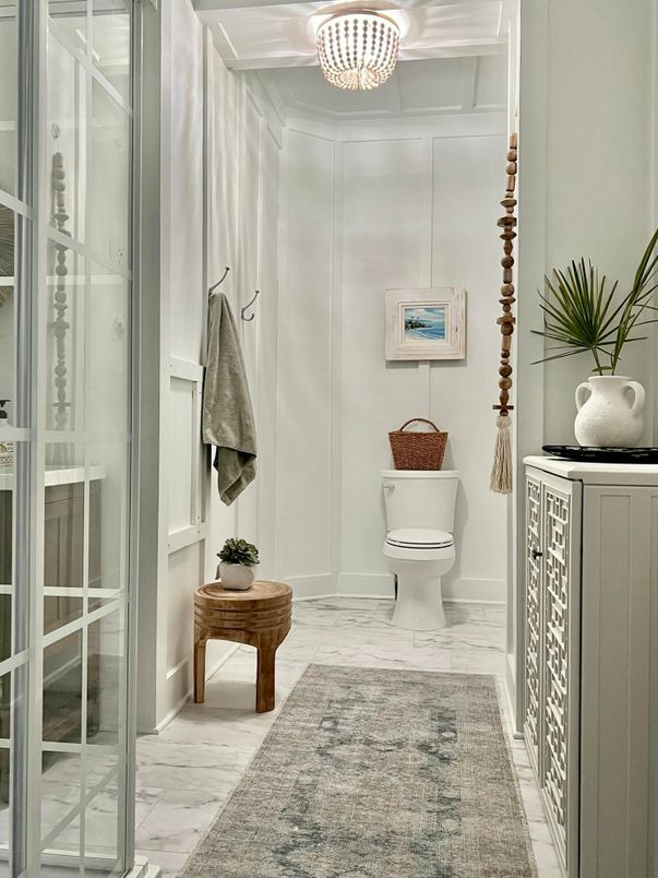 Bathroom, Interior, Marble, Pendant Lights