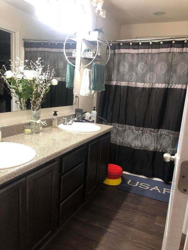 Bathroom, Dual Sink Vanities, Interior, Wood Texture Flooring