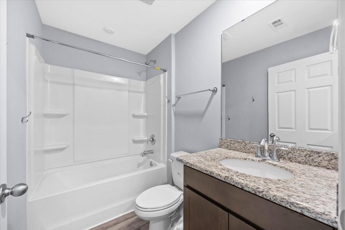 Bathroom, Glass Shower, Interior, Wood Texture Flooring