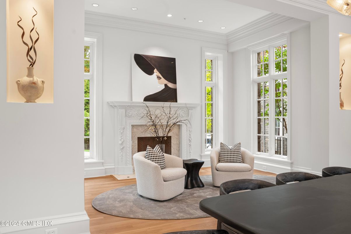 Fireplace, Interior, Recessed Lighting, Wood Texture Flooring