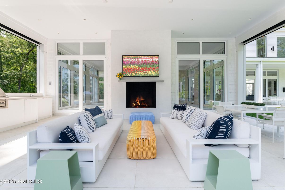 Dining room, Fireplace, Interior, Living room, Recessed Lighting