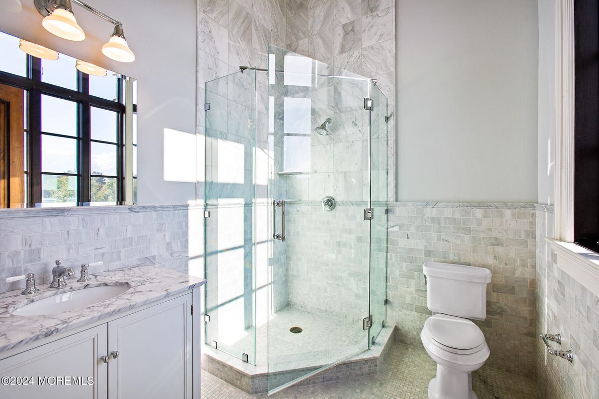 Bathroom, Glass Shower, Interior, Marble Walls