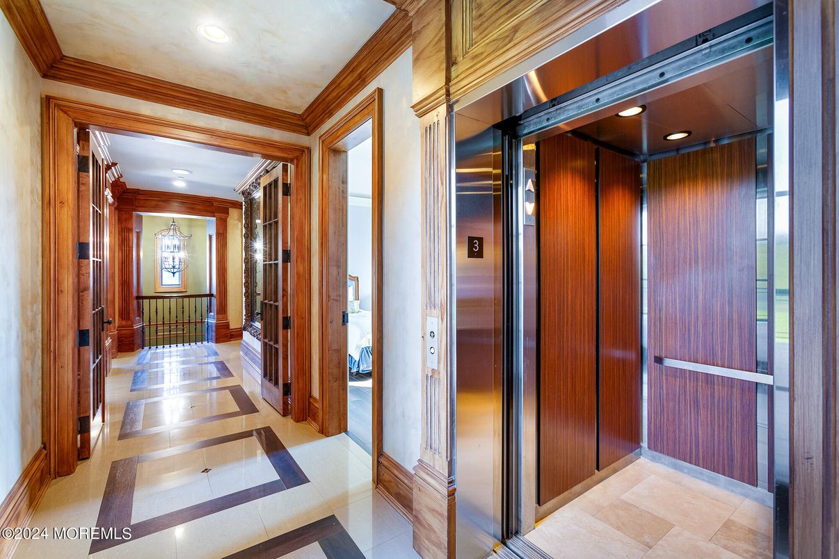 Elevator, Interior, Recessed Lighting, Wooden Walls