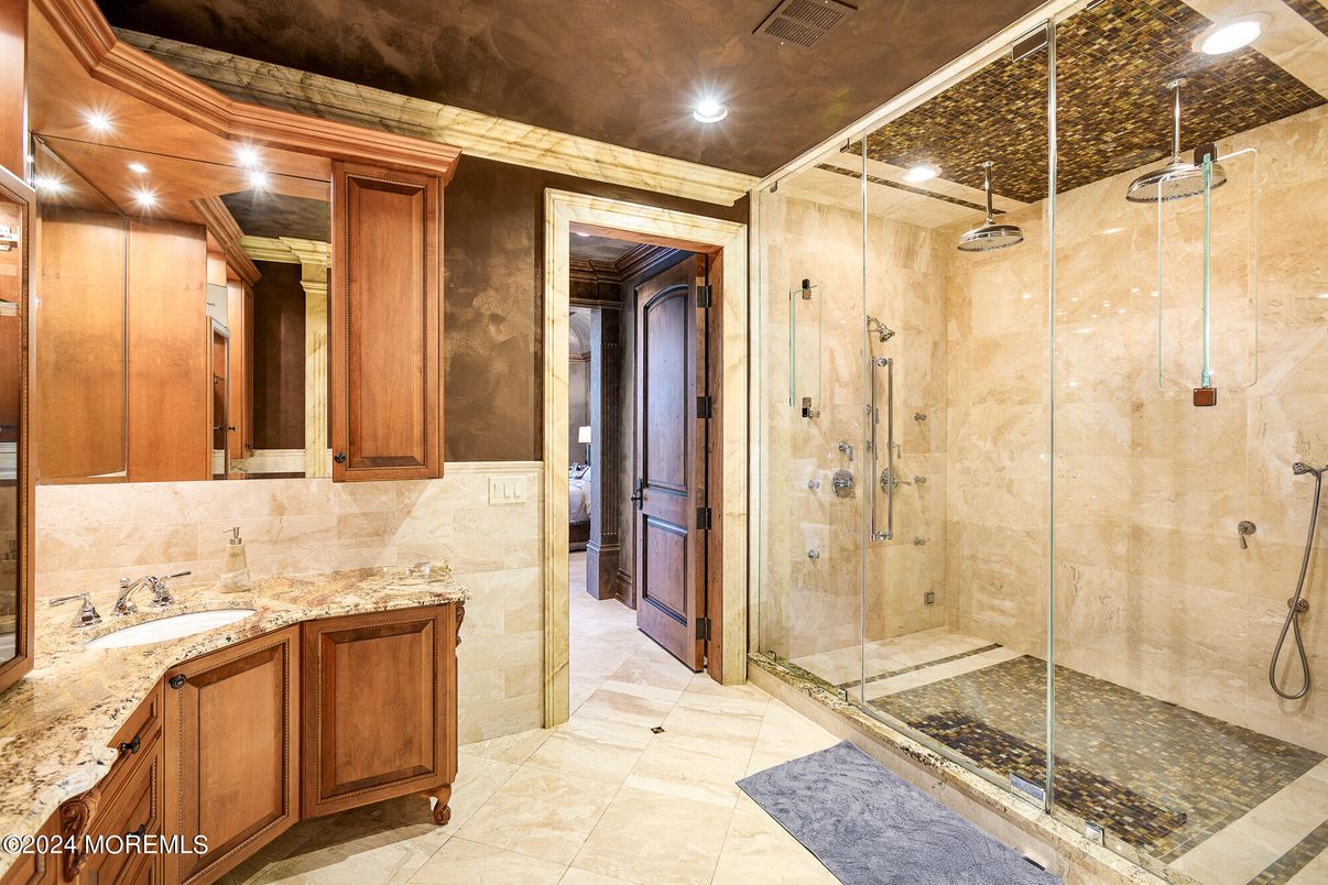 Bathroom, Glass Shower, Interior, Recessed Lighting