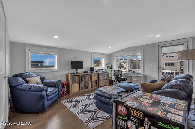 Home Office, Interior, Living room, Recessed Lighting, Wood Texture Flooring