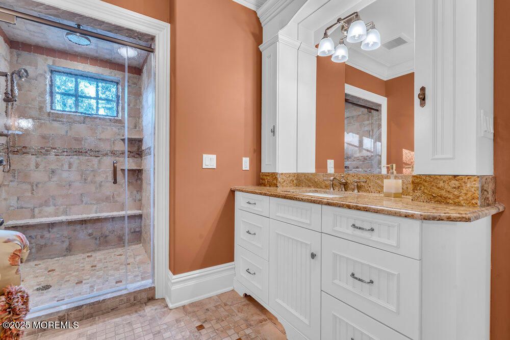 Bathroom, Glass Shower, Interior, Stone Walls