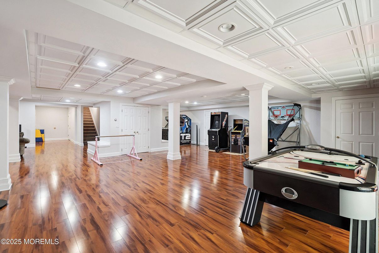 Game Room, Interior, Recessed Lighting, Wood Texture Flooring