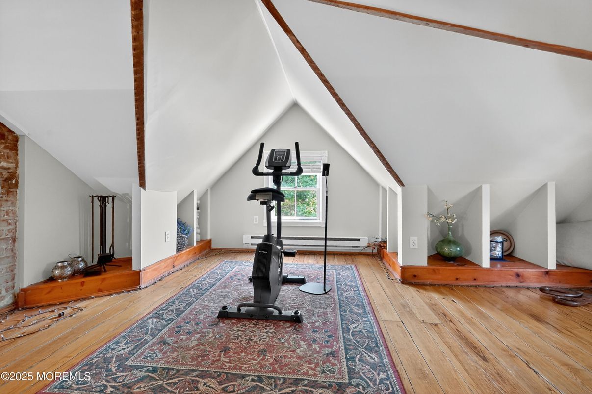 Fitness Equipment, Interior, Wooden Beams, Wood Texture Flooring