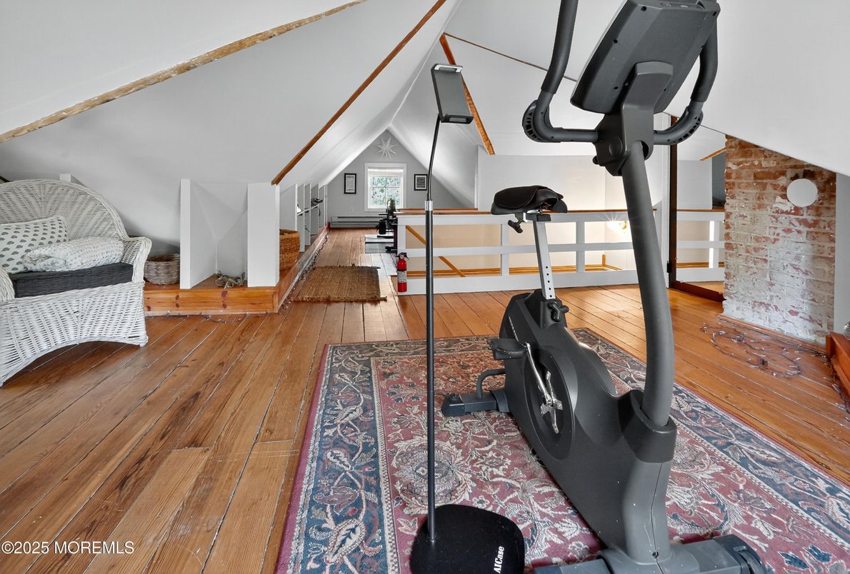 Fitness Equipment, Interior, Stone Walls, Wood Texture Flooring