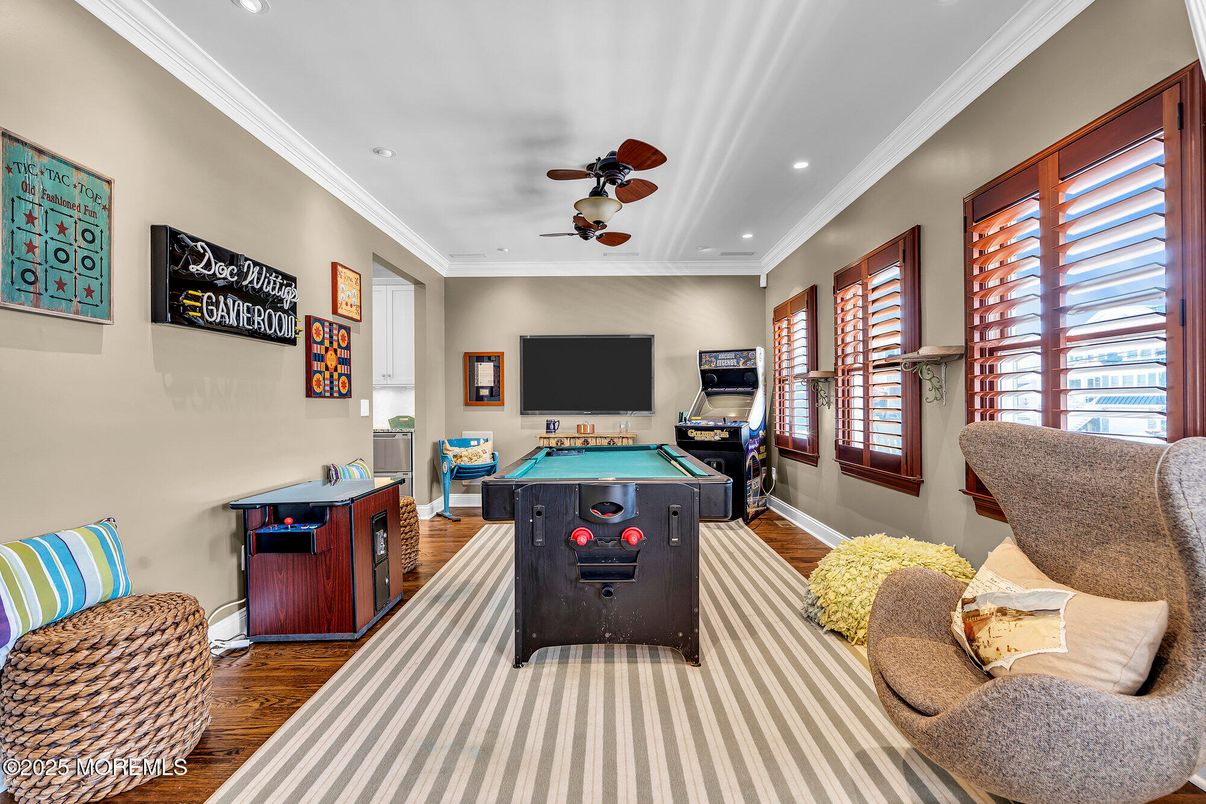 Game Room, Interior, Recessed Lighting, Wood Texture Flooring