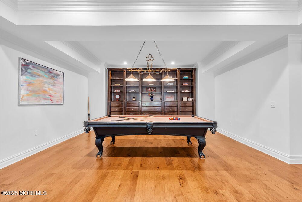 Billiard Table, Game Room, Interior, Recessed Lighting, Wood Texture Flooring