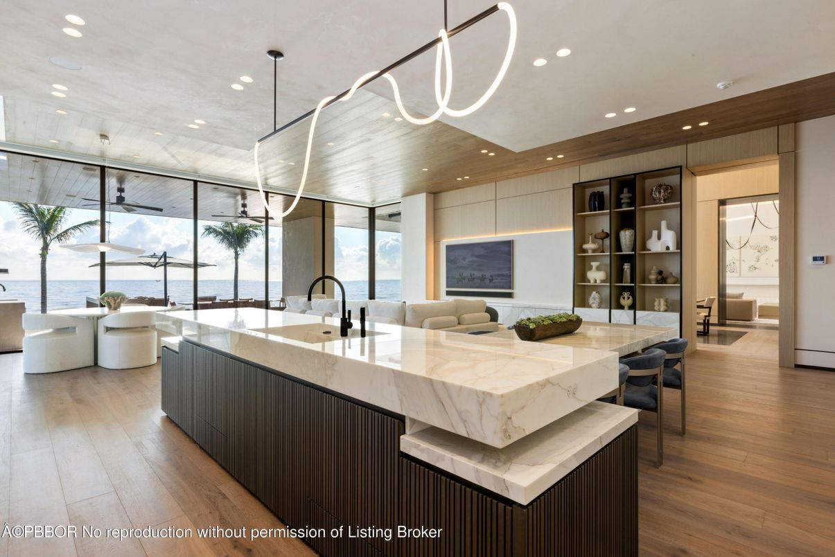 Dining room, Interior, Kitchen, Living room, Pendant Lights, Recessed Lighting, Water, Wood Texture Flooring