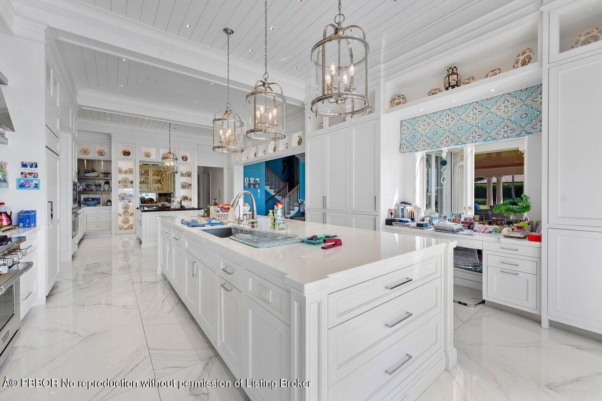 Interior, Kitchen, Marble, Pendant Lights