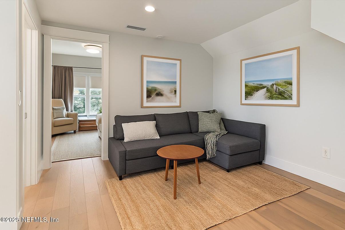 Interior, Living room, Recessed Lighting, Wood Texture Flooring
