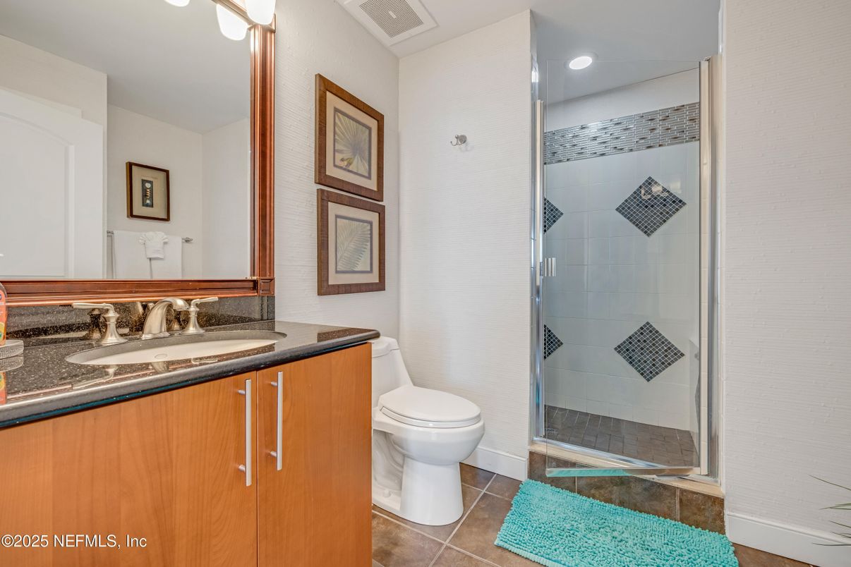 Bathroom, Glass Shower, Interior, Recessed Lighting