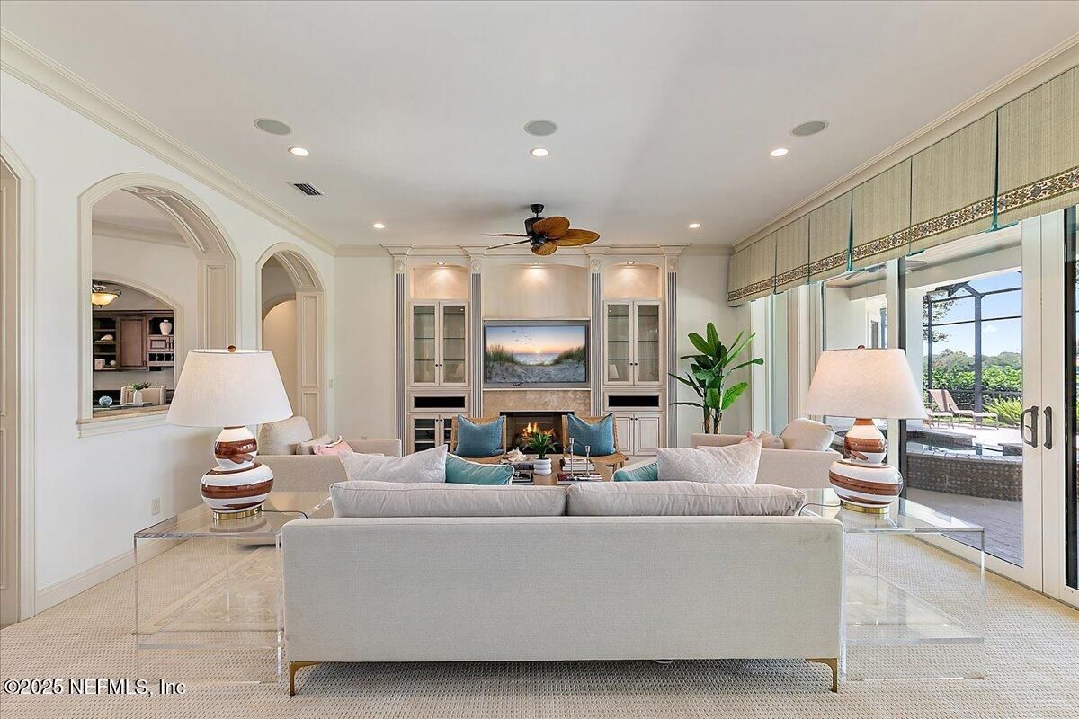 Fireplace, Interior, Living room, Recessed Lighting