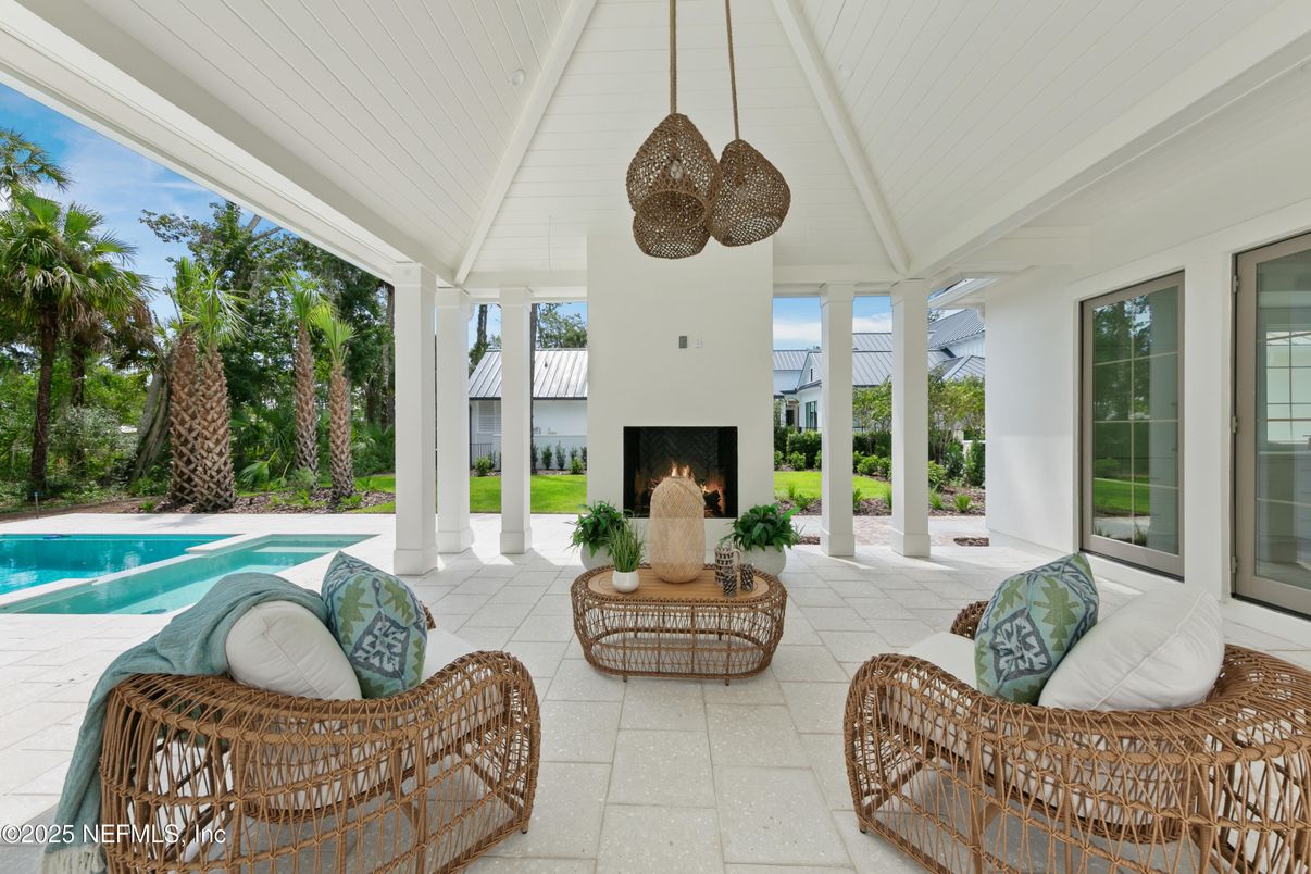 Exterior, Fireplace, Interior, Pendant Lights, Pool