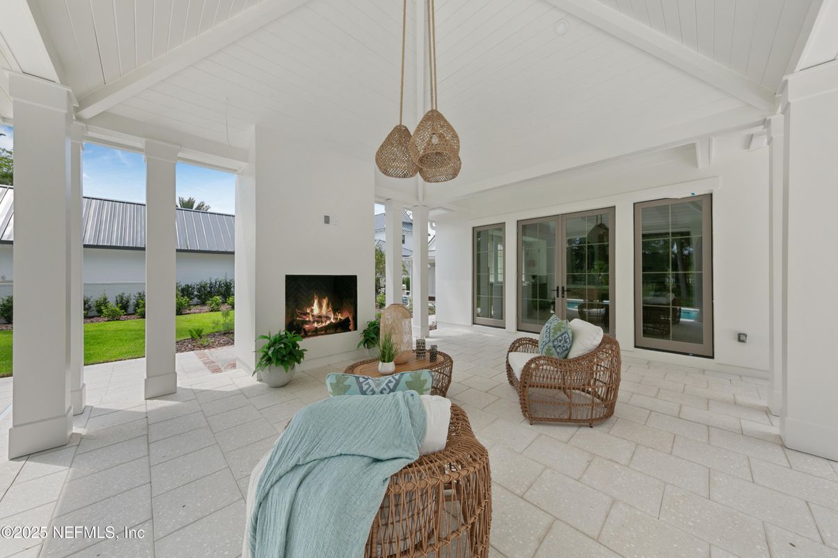 Fireplace, Interior, Living room, Pendant Lights